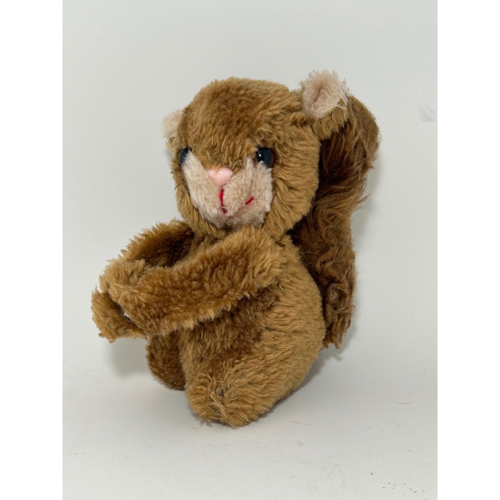Vintage Squirrel Plush Stuffed Animal Brown Bushy Tail Velcro Hands Woodland Toy